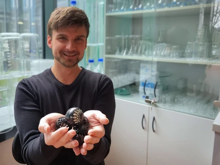 Beads with a nanofiber core. This is a better way to purify water.