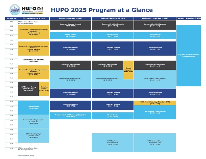 HUPO: HUPO 2025 Program at a Glance (February 2025)