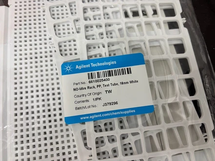 Agilent Sample rack for 16 mm od tubes, 60 positions, 6610025400 (New)