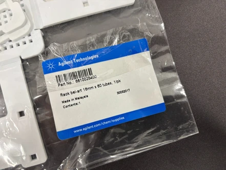 Agilent Sample rack for 16 mm od tubes, 60 positions, 6610025400 (New)