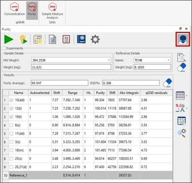 Mestrelab qNMR plugin for Mnova software 