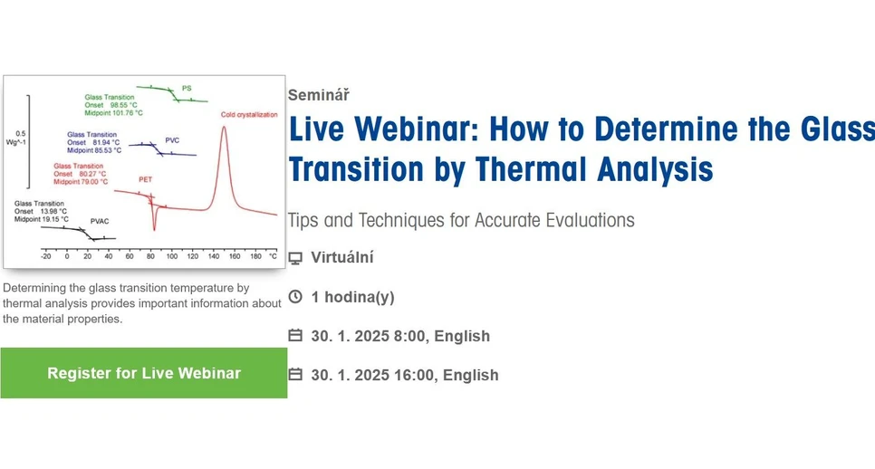 Mettler-Toledo: Live Webinar: How to Determine the Glass Transition by Thermal Analysis