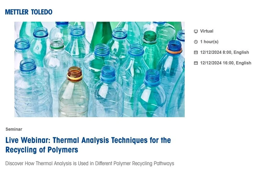 Mettler Toledo: Thermal Analysis Techniques for the Recycling of Polymers