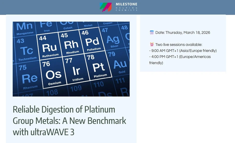 Milestone: Reliable Digestion of Platinum Group Metals: A New Benchmark with ultraWAVE 3