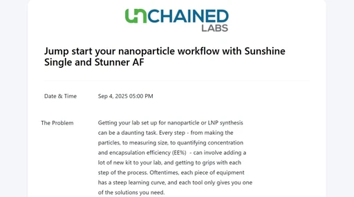Jump start your nanoparticle workflow with Sunshine Single and Stunner AF