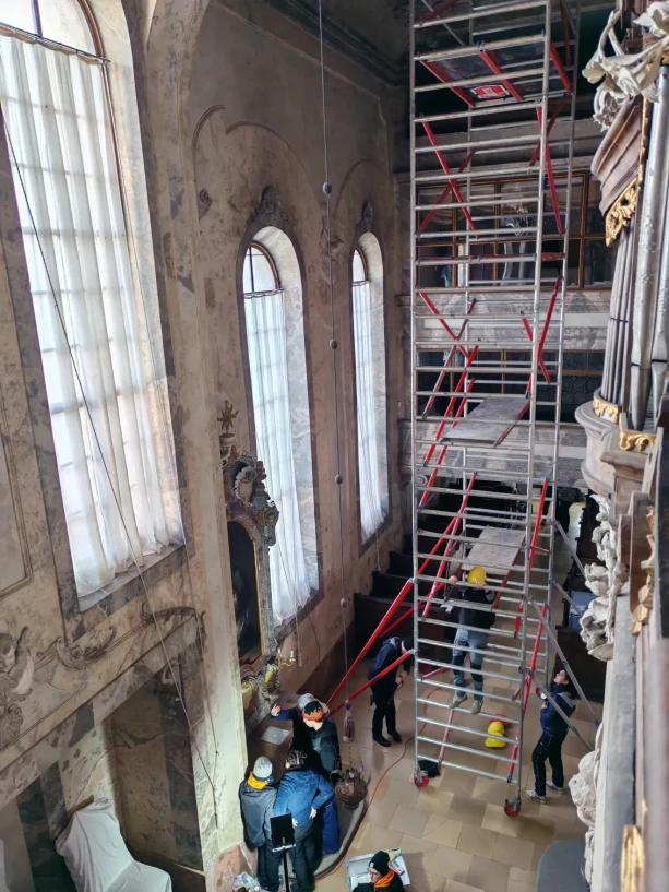 University of Pardubice/Zdeňka Míchalová: International AKTION Workshop Explored the St. George Chapel at Český Krumlov Castle: The interior of the chapel during the survey.